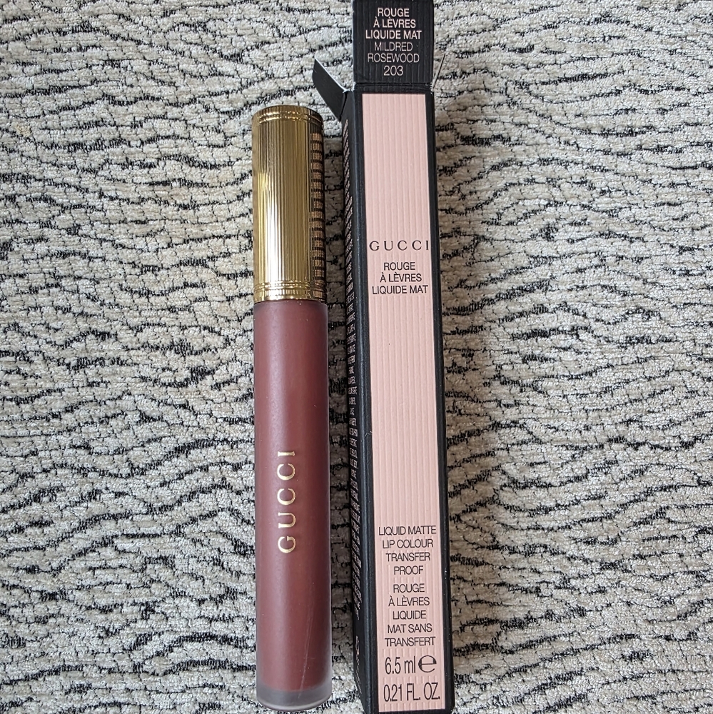 Gucci Liquid Matte Lip Color Transferproof Mildred Rosewood 203 BNIB